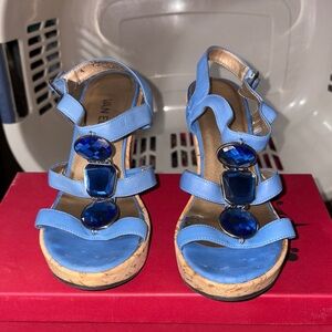 Vaneli Blue Wedge Sandals with Jewel Details 8 Eunice Blue Nappa
